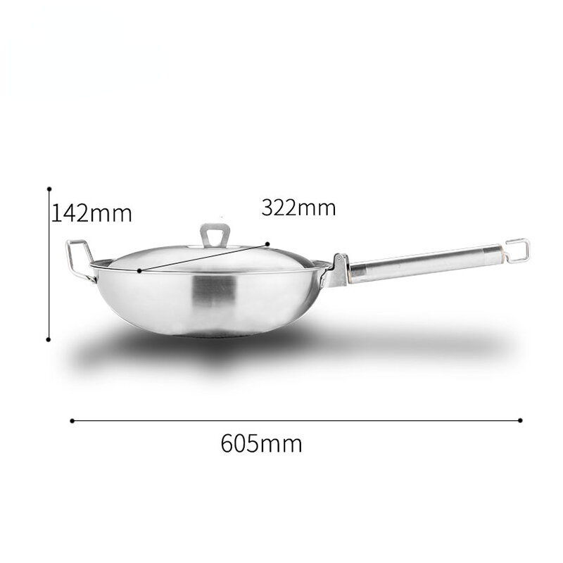 Frying Pan Tools Crockery For Tourism Stainless Steel Outdoor Camping Foldable Cooking Cookware For 4-5 Persons