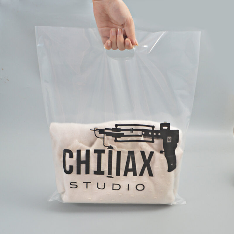 Grands sacs en plastique personnalisés pour les petites entreprises, sac à provisions, produit solide de marque, mode
