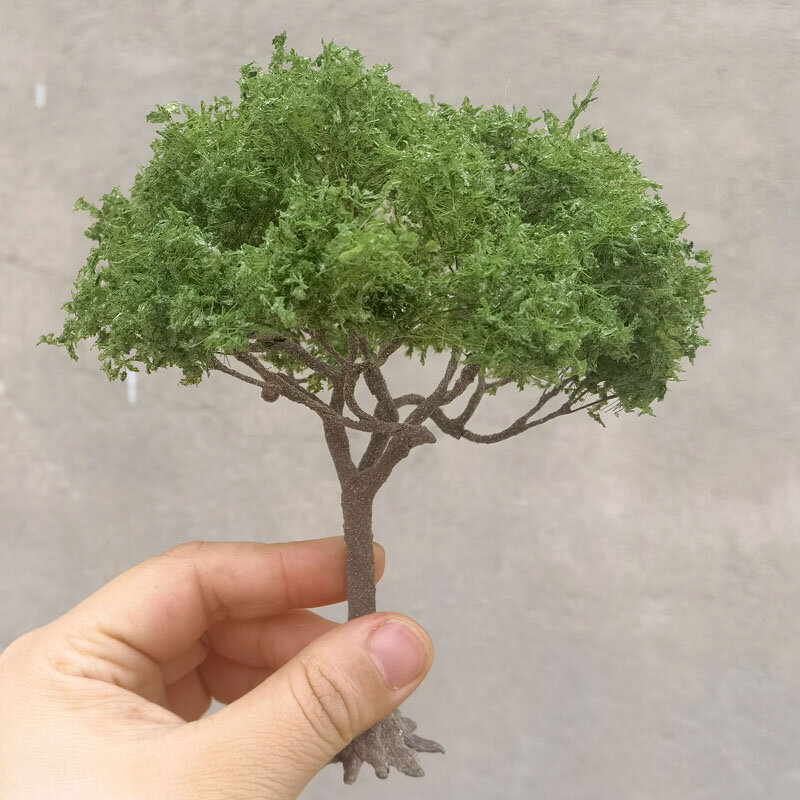 Micro paisaje de alambre modelo de árbol en forma de hoja de plástico, polvo de árbol diorama, Campo Militar, mesa de arena, modelo de tren, diseño de ferrocarril