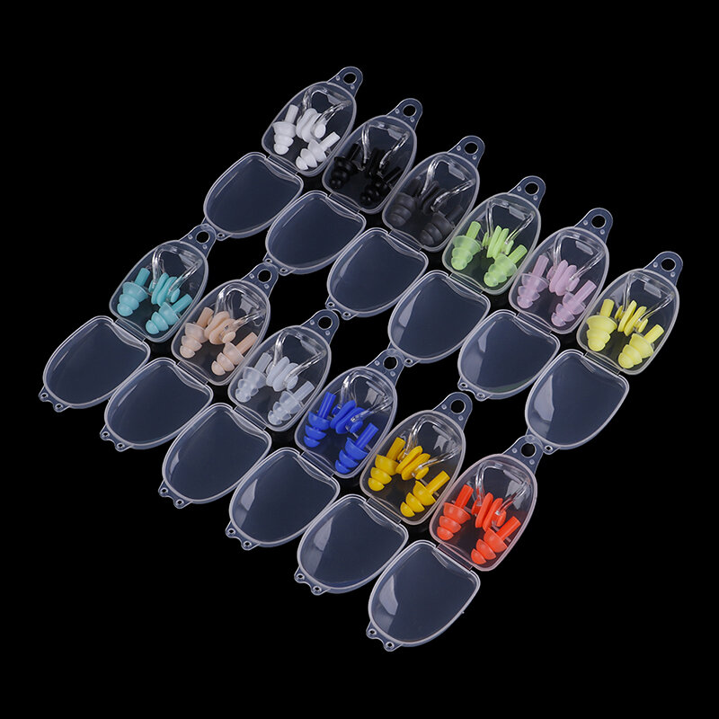 2022 Swimming Earplugs Nose Clip Case Protective Prevent Water Protection Ear Plug Waterproof Soft Silicone Swim Dive Supplies