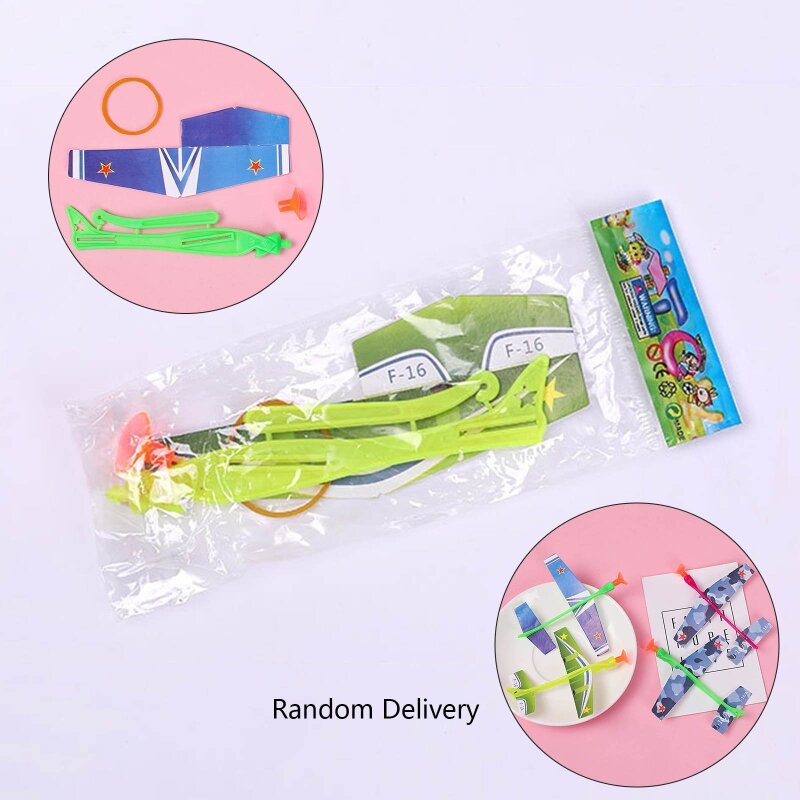 Y1UB 12cm Mini DIY Plane Kits Toy Easy Flyers Goodie Bag Stuffing Interactive Spring Toy Kiddie Practical Joke Party Props