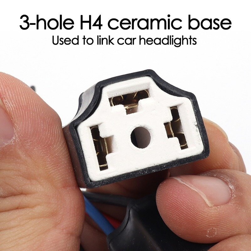 Enchufe hembra de bombilla H4 de tres agujeros para coche, soporte de cerámica resistente al desgaste, Conector de faro H4 de 13cm