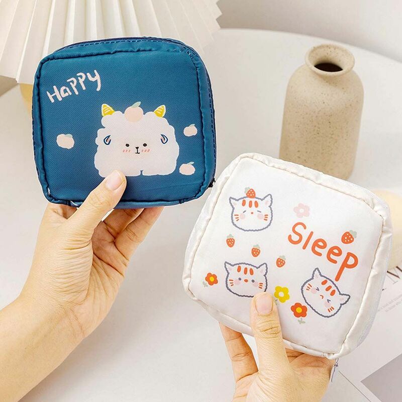 Słodka torebka na Tampon dziewczęca niedźwiedź królik podróżna przechowywanie rozmaitości koreańska torebka na monety podpaska higieniczna torba do przechowywania kosmetyczka