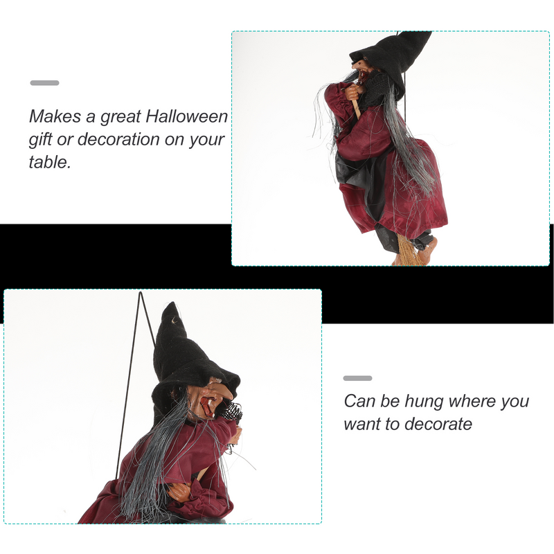 Penyihir terbang melengking animasi Halloween, dekorasi hantu animasi Prop aktivasi suara induksi lucu portabel