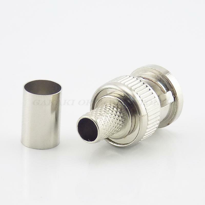 3 In 1 BNC RG59 Male Plug Crimp Connector Cctv Camera Coupler to Coax Converter Cable Accessories
