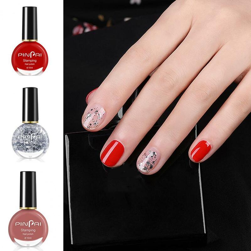 10ml Exquisite Nail Polish Solid Color Nail Polish Glue Persistent Effect DIY Stamping Water-based Nail Art Gel for Women