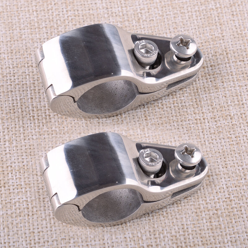 2Pcs 1" 25mm Silver Boat Yacht Bimini Top Fitting Hinged Jaw Slide Marine Hardware Stainless Steel