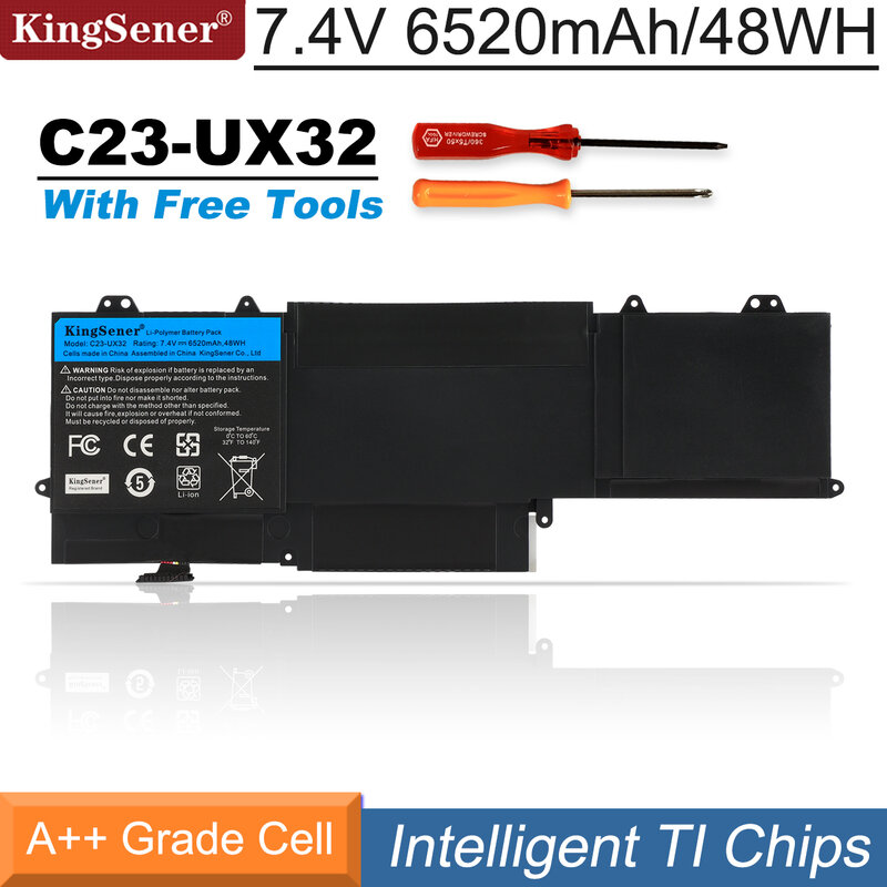 KingSener baterai Laptop C23-UX32, untuk ASUS VivoBook U38N U38N-C4004H ZenBook UX32 UX32V UX32A UX32VD 7.4V 6520mAh alat Gratis