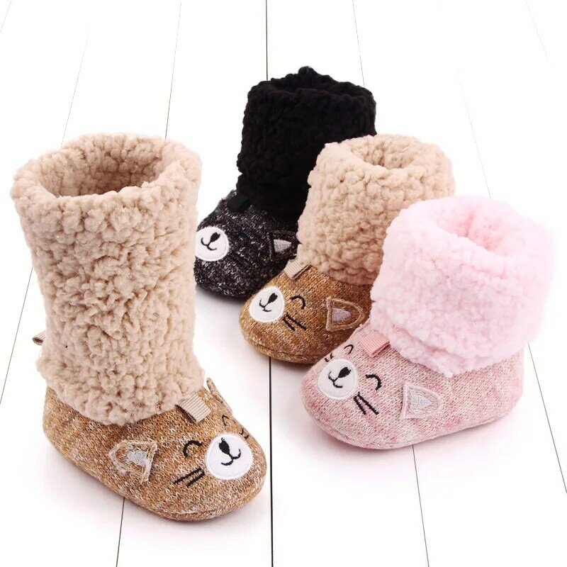 Winter Autumn Newborn Baby Girls Boys Booties Plush Snow Boots Infant Cute Animal Flower Warm Cotton Shoes Toddler Fashion Shoes
