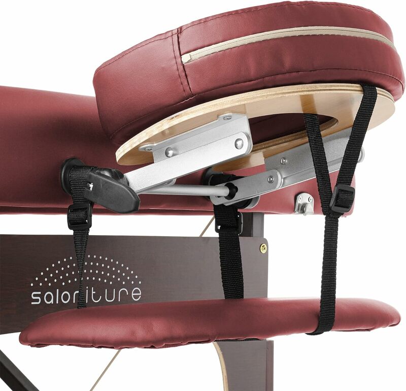 Saloniture Professional Portable Lightweight Bi-Fold Memory Foam Massage Table Includes Headrest, Face Cradle