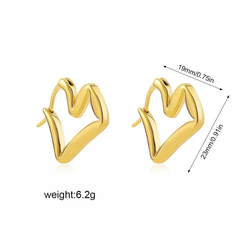 Charm Minimalist Small Circle Round Heart Hoop Earrings Polished 18K Gold Plated Stainless Steel Tiny Ear Buckle Party Jewelry