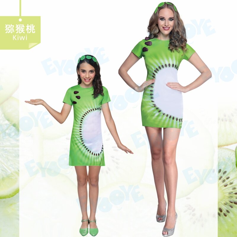 2023 Cosplay Costume Fruit Melancia Abacaxi Kiwi Morango Vestido Performance Festa Carnaval Roupa Pai-filho Roupas