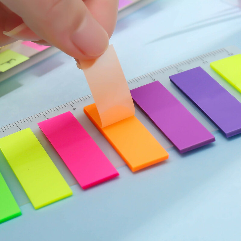 Set di note adesive fluorescenti a colori segnalibri per appunti segnalibri banner note adesive trasparenti cancelleria per ufficio scolastico