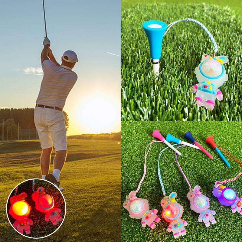 New Cute Golf Rubber Tees With Flashing Light Cartoon Prevent Holder Golf Loss With Golf Accessory Rope Ball Gift Braided