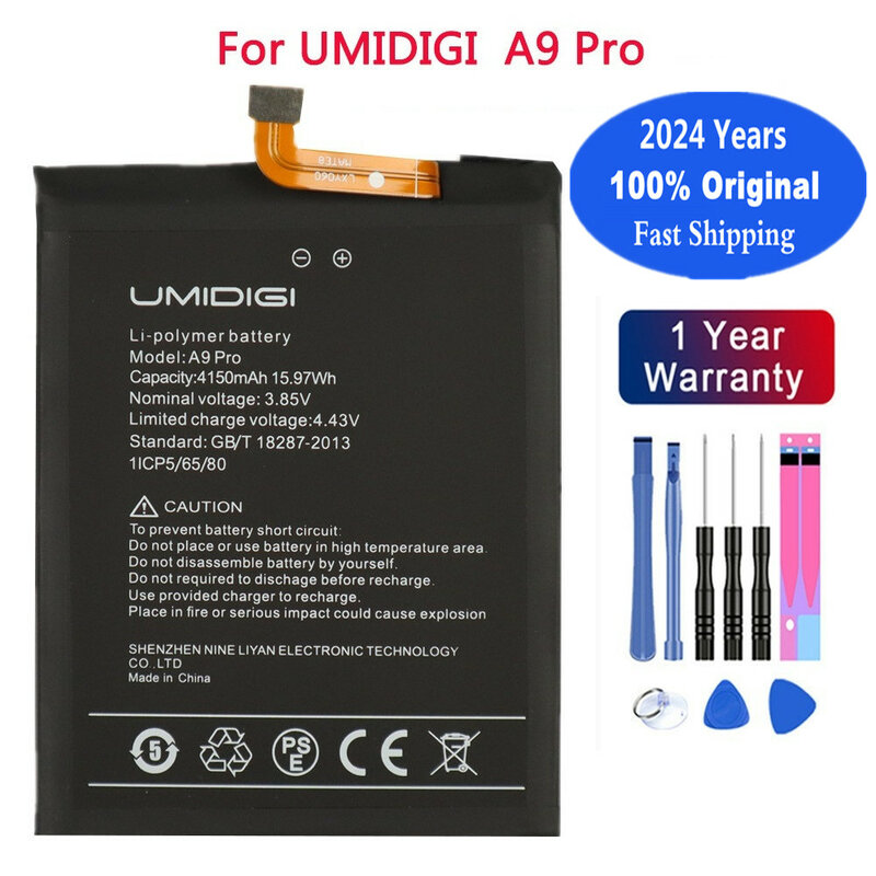 2024 Years 4150mAh Original A 9 PRO Battery For UMI Umidigi A9 PRO A9PRO High Quality Mobile Phone Batteries + Tools In Stock