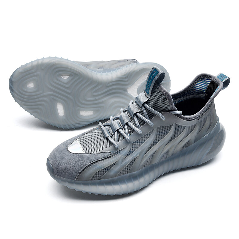 Кроссовки мужские легкие из дышащей ткани, на шнуровке, Повседневная Удобная обувь для бега с подошвой из попкорна