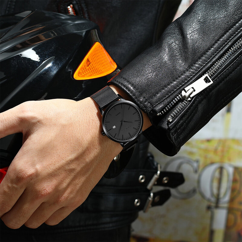 CRRJU-Reloj de pulsera de cuarzo para hombre, cronógrafo ultrafino de lujo, con tira de acero inoxidable, resistente al agua, deportivo, 2021