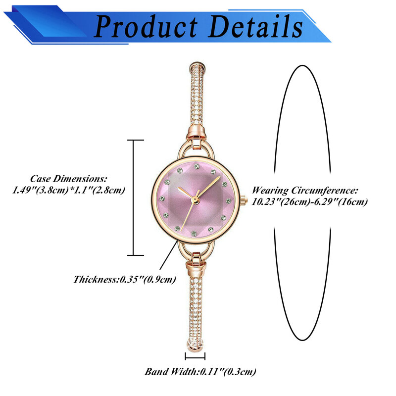 นาฬิกาควอทซ์สำหรับผู้หญิง lancardo นาฬิกาข้อมือประดับเพชรหน้าปัดเพชรแบบปรับได้นาฬิกาลำลองของผู้หญิงสร้อยข้อมือกระจก