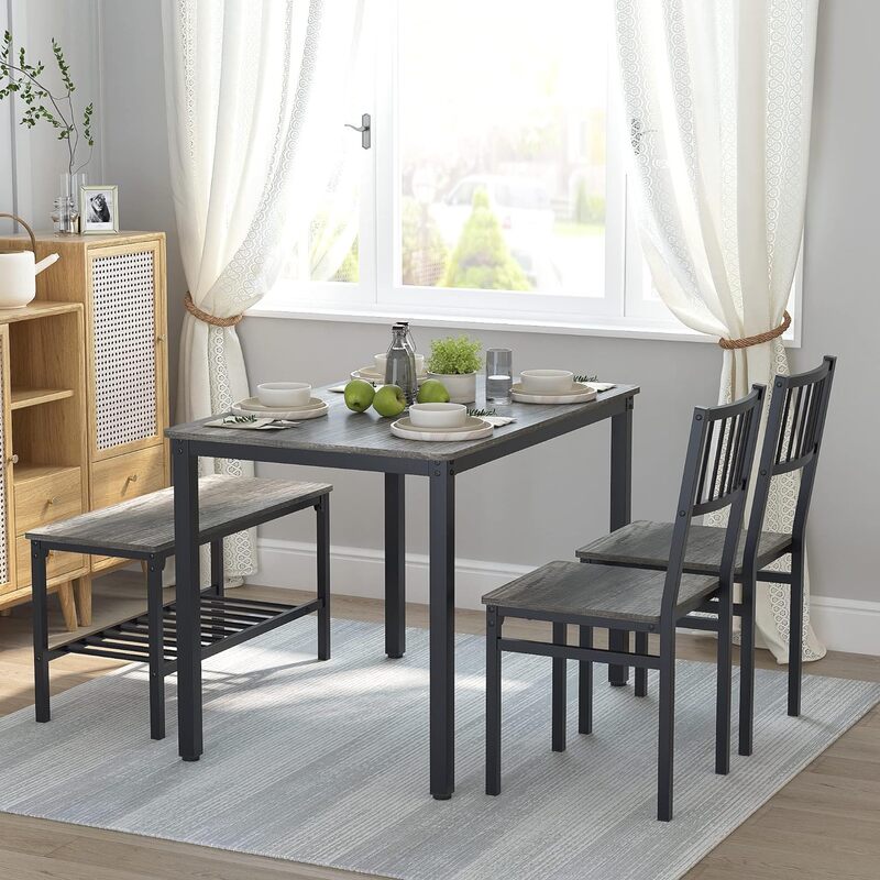 Mesa de jantar com 2 cadeiras e um banco, 4 mesa do computador, cozinha, sala de jantar, 4 peça