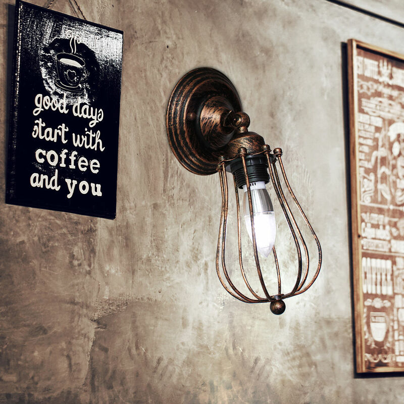 현대 실내 조명 벽 조명 로프트, 산업용 레트로 로프트 벽 램프, 전등갓, 빈티지 케이지 스콘스 로프트 조명 기구