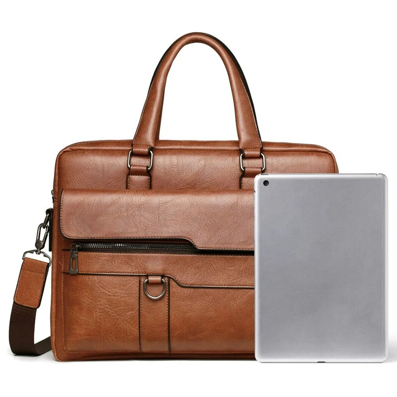 14 Zoll Laptop tasche Männer Aktentasche Tasche hochwertige Business Pu Leder Schulter Umhängetaschen Büro Handtasche