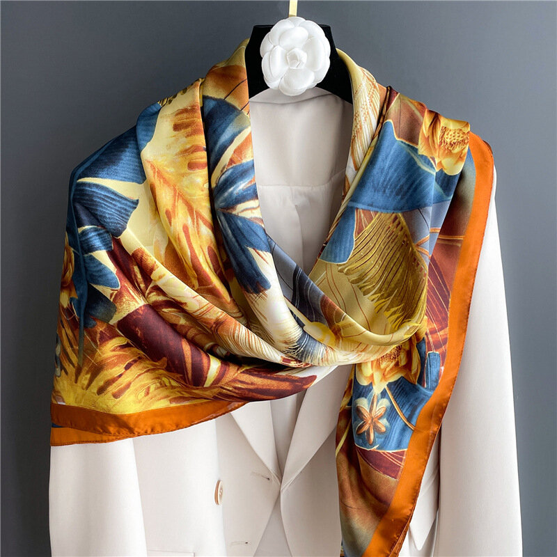 Новое Женское модное квадратное полотенце с цветочным рисунком 110 квадратный женский головной убор подарок головной платок Высококачественная шаль