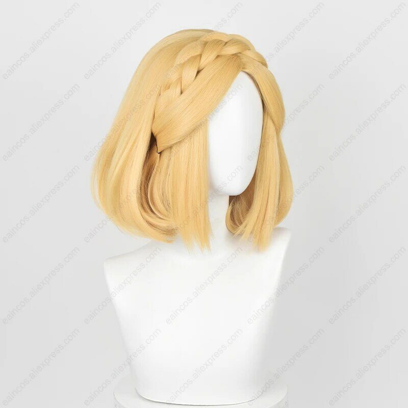 Parrucca Cosplay principessa Zelda 35cm/72cm parrucche intrecciate gialle dorate capelli sintetici resistenti al calore festa di Halloween