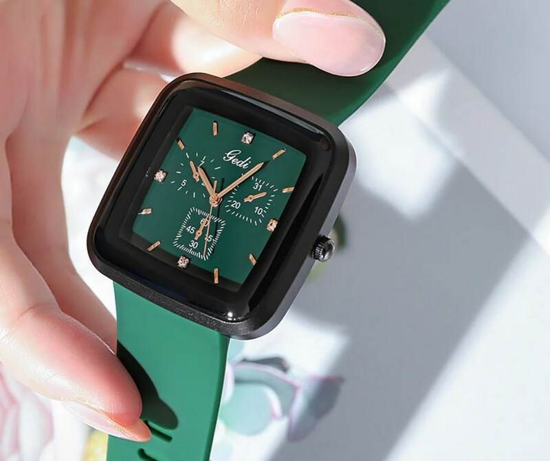 Vierkant Eenvoudig Casual Siliconen Mode Quartz Horloge Met Grote Wijzerplaat