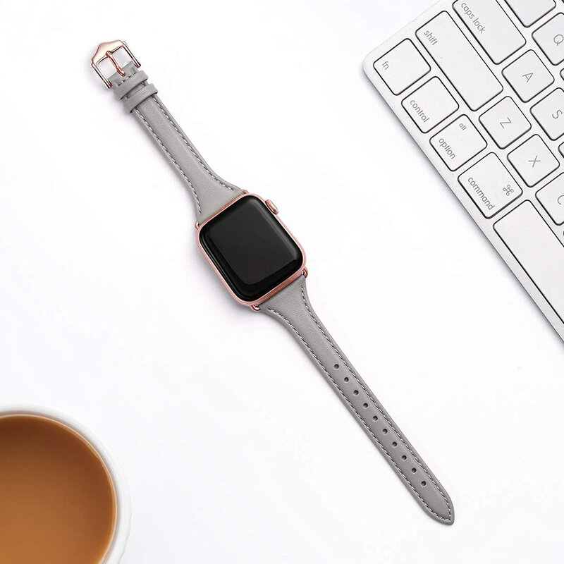 Women Thin Leather Band for Apple Watch 38mm 40mm 41mm Slim Colorful Wristband Strap for iWatch SE 7/6/5/4/3/2/1 Bracelet