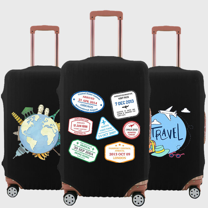 Elastyczna osłona bagażu z nadrukiem, grubsza, pyłoszczelna, odporna na zarysowania, etui podróżne, akcesoria podróżne
