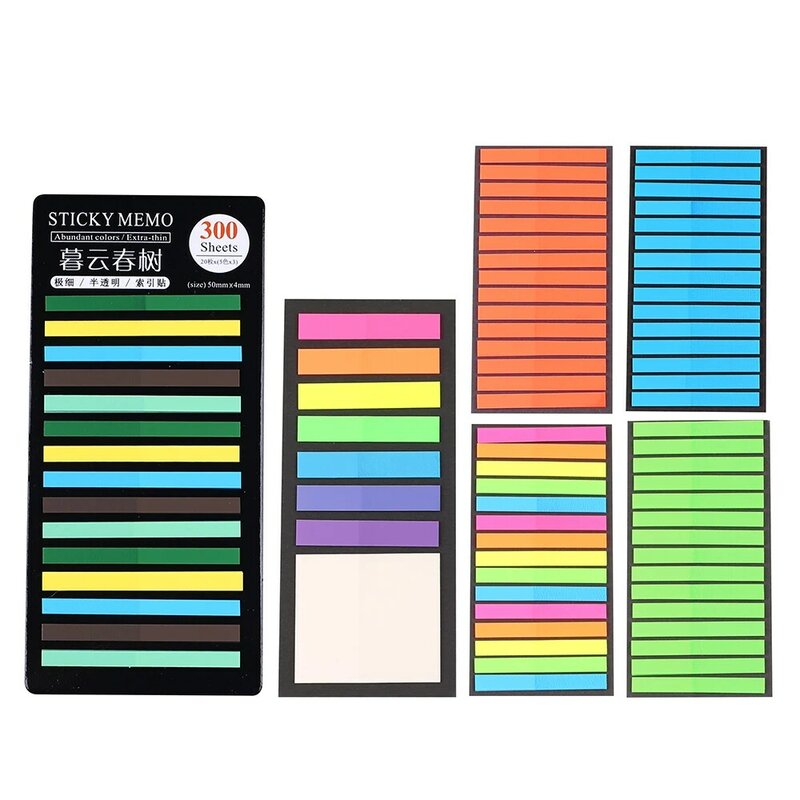 Transparente Sticky Notes, Pequenas Mini Memo Pads, Bookmarks 3D, Índice Livro Tabs, Post Notepads, Papelaria Adesivos, 300 Folhas