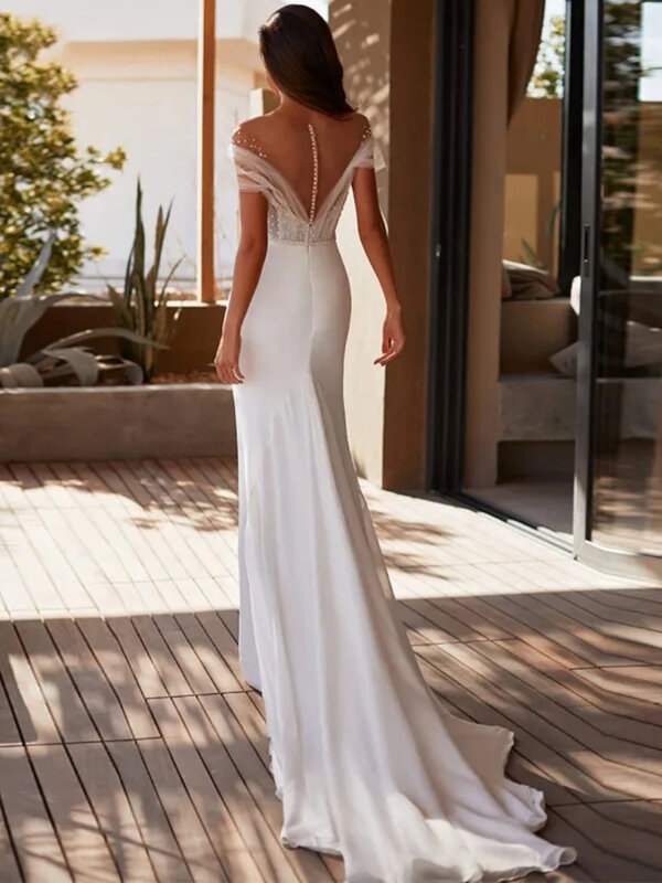 Proste suknie ślubne dla kobiet 2024 kochanie suknie ślubne koronkowe aplikacje pochwa syrenka z ramienia Vestidos De Novia