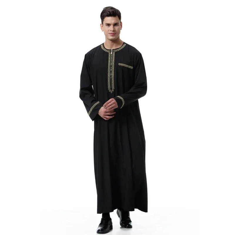 Muslim Mens Jubba Thobe Abaya Dresses Zipper Long Robe Saudi Caftan Dubai Arabic Eid Ramadan Traditional Islamic Clothing Kaftan