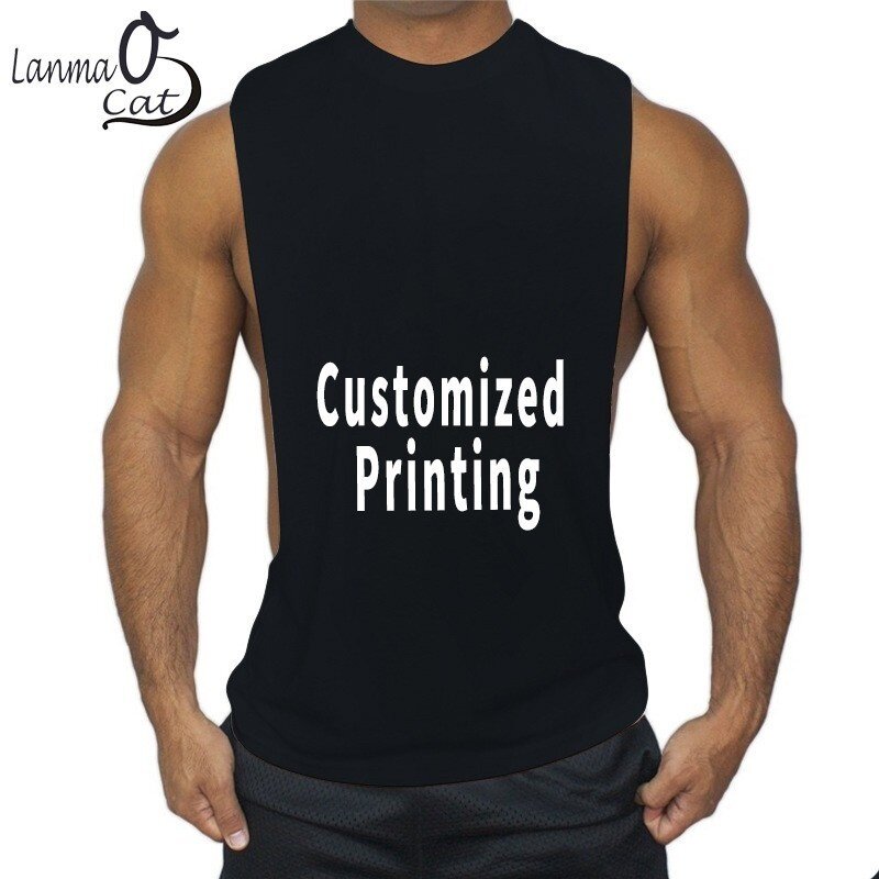 Bodybuilding Clothes For Men Loose Fitness Tank Top Customized Printed Open Side Sports Vest Gym Top