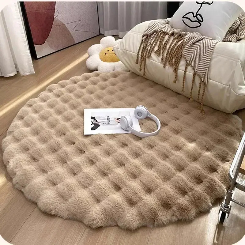 Nordic Round Carpets for Living Room Plush Floor Mat  Soft Area Rugs  Bedroom Bedside Fluffy Mat Non Slip Shaggy Rug Room Decor