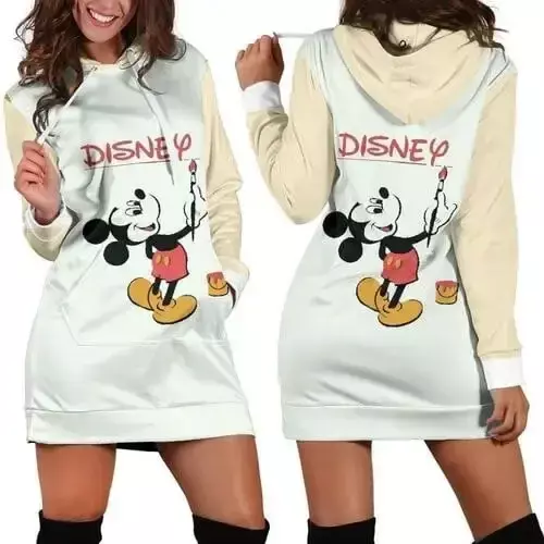 ディズニー-女性のミッキーとミニーの漫画の3Dパーカードレス、ファッションパーティーセーター、スウェットシャツ、y2k