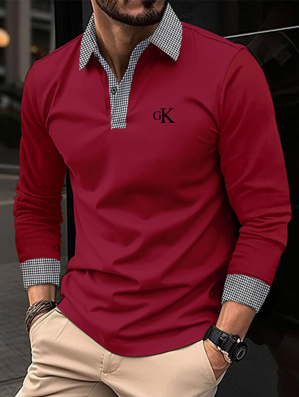 Men's T-shirt long sleeved lapel men's casual new spring and summer breathable and sweat absorbing high-quality men's POLO