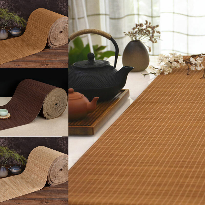 Camino de mesa de bambú Natural, tapete de té Vintage, Mantel Individual, cubierta de mesa para cocina, suministros de decoración de mesa de comedor