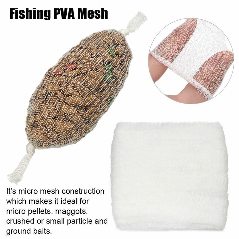 Alimentador de pesca de carpa con recarga de malla PVA Soluble, aparejo de recarga de señuelos, bolsas de envoltura de cebo, bolsa de 25/37/44mm, 5M/20M