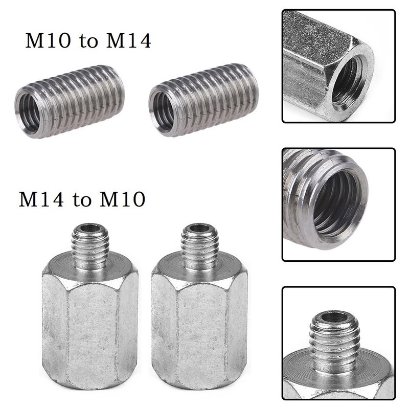 محول طاحونة زاوية من الفولاذ الفضي ، محول واجهة ، M10 إلى M10 إلى M10 ، 2 ، لكل مجموعة