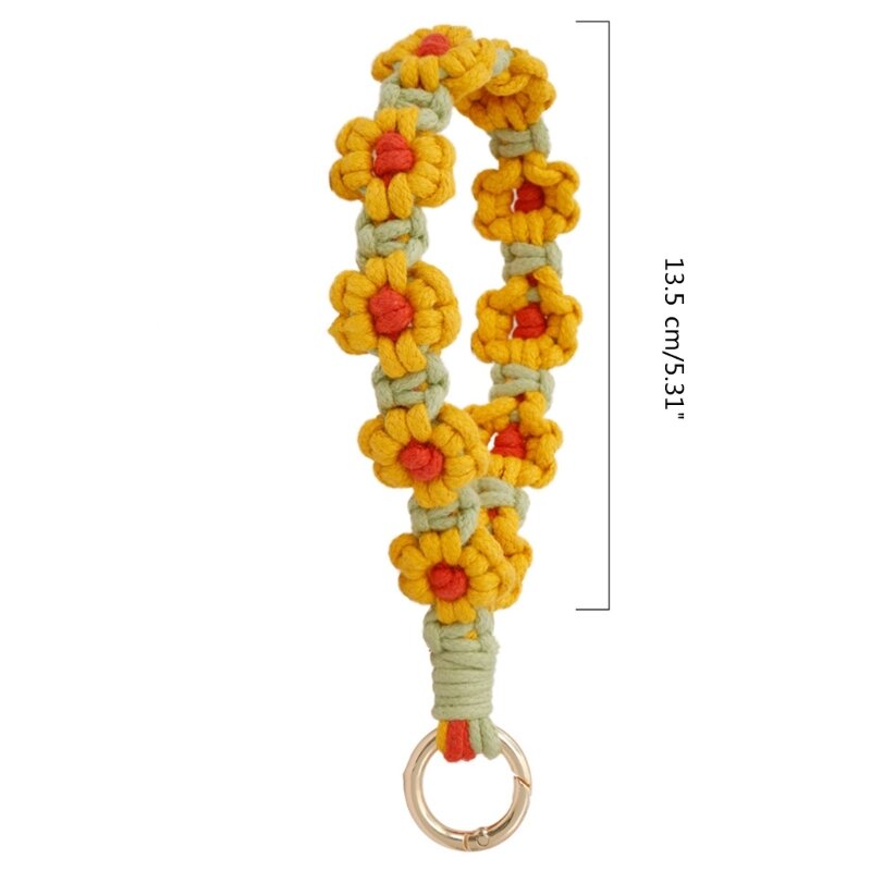 Handmade Wristband Keychain with Flower Shape  Handmade Knit Keyrings Dropship