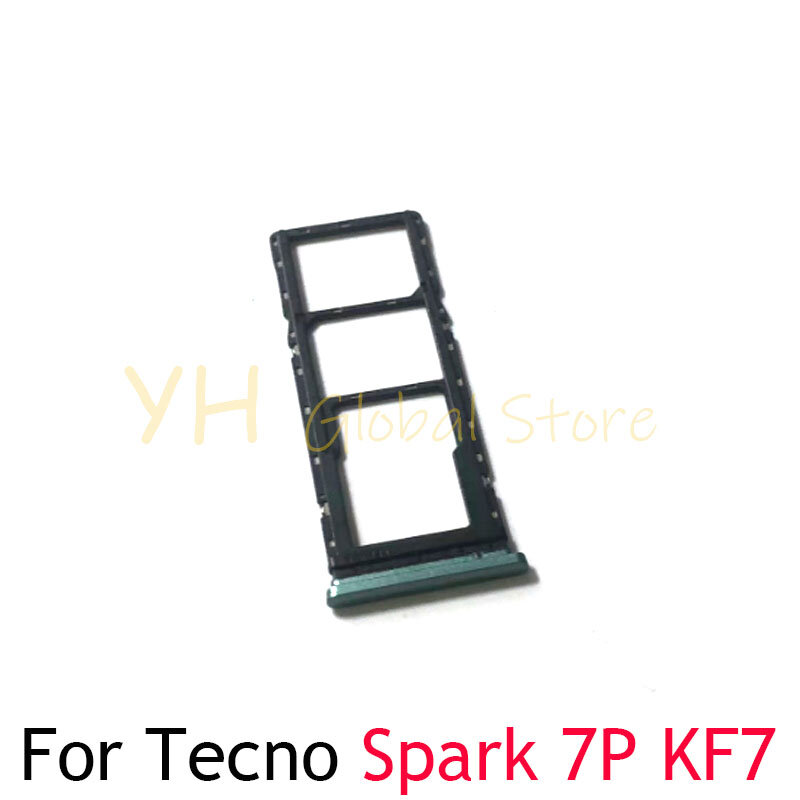 10ชิ้นสำหรับ tecno Spark 7 P 7 Pro KF6 KF8ซิมช่องเสียบบัตร KF7J ที่ใส่ถาดอะไหล่ซ่อมซิมการ์ด