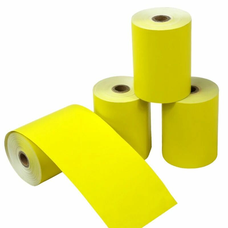 Papel térmico da cor 80mm x 60mm, cor amarela, 2 rolos, recibo da caixa registadora até rolos