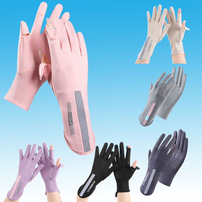 Sunscreen Ice Silk Gloves Summer Outdoor Sport Training UV Protection Covers Cool Anti-UV Driving Breathable Touchscreen Mittens