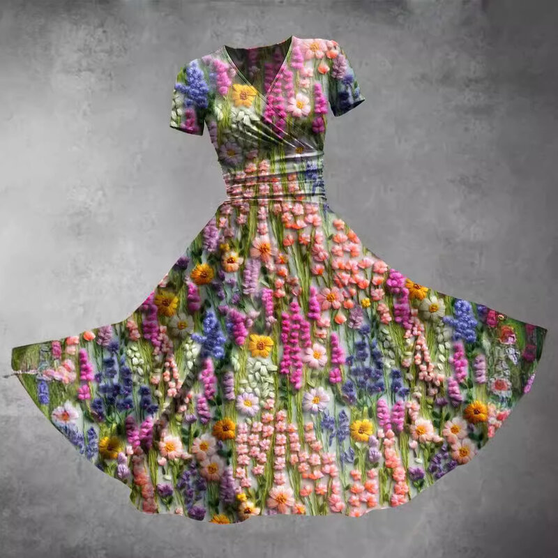 Женское летнее платье-макси в стиле ретро, с цветочным принтом