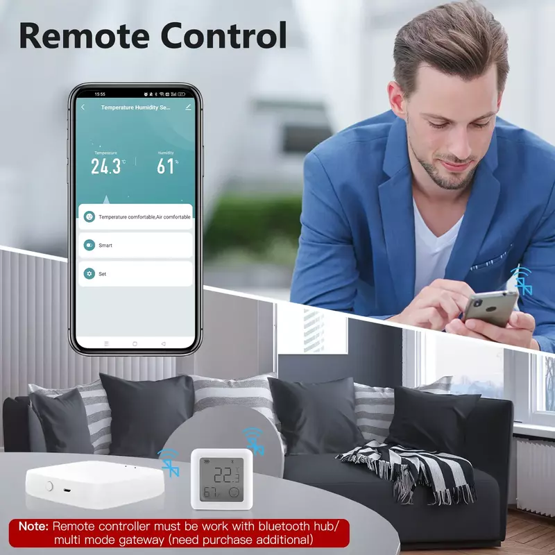 MOES Tuya Bluetooth Smart sensore di umidità della temperatura LCD igrometro per interni Thermomter APP telecomando controllo vocale Google