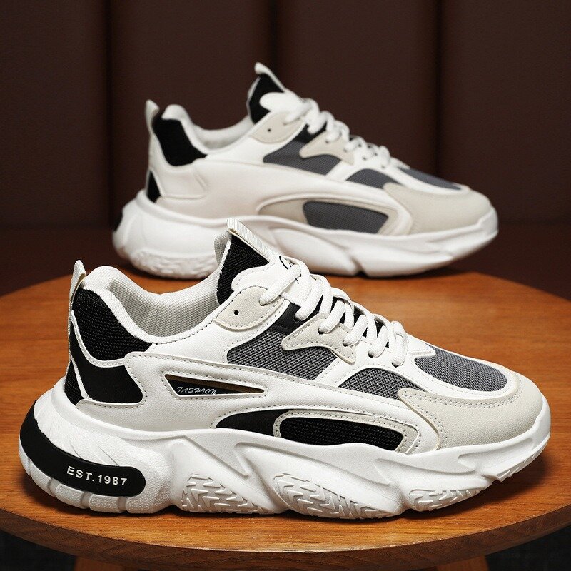 Men's Shoe Sneakers 2024 Casual Sports Shoes for Men Mesh Lace-Up Breathable Running Shoes White Platform Shoes Tenis Masculino
