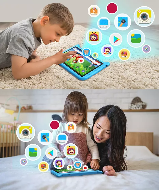 Crianças Aprendizagem Educacional Desenho Tablet, Android 9.0, 7.0 "PC, 4 GB + 64 GB, Best Selling