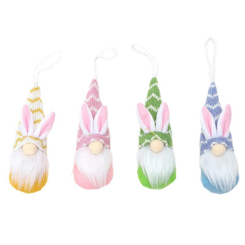 Decoraciones de Gnomo de Pascua, muñeco sin rostro de 4 piezas, decoración de conejito, adorno de Gnomo, elfo