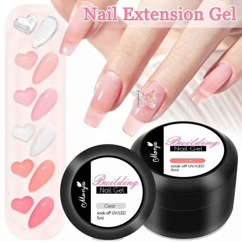 5ML Non Stick Hand Solid Extension Nail Gel Clear Nude Glue Rhinestone Semi Gel Varnis Gel Pink Extension Permanent F6T8